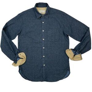 Rag And Bone Mens Button Front Shirt M Blue Long Sleeve Contrasting Cuffs Fall